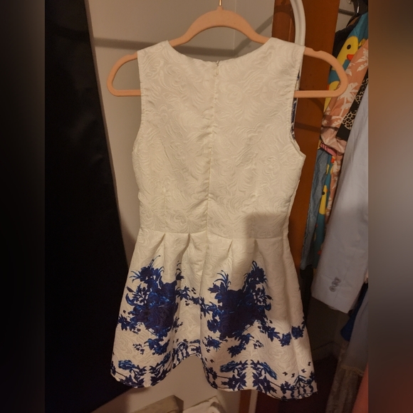 White and Blue Floral Dress - Picture 3 of 7